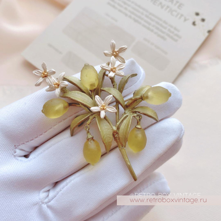 MICHAEL MICHAUD Брошь «Веточка лимона с цветами» музейная коллекция