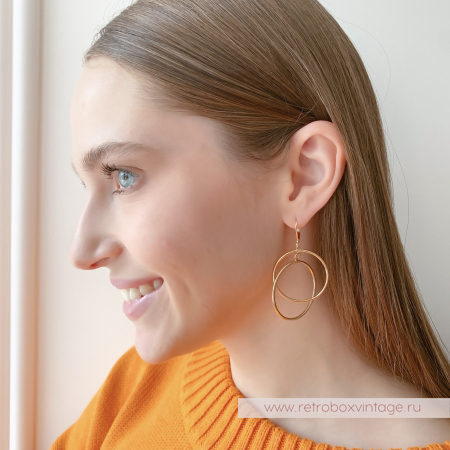 JOAN RIVERS Серьги "Двойные кольца: желтое золото"