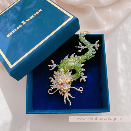 BUTLER AND WILSON Брошь «Зеленый дракон: сила природы»