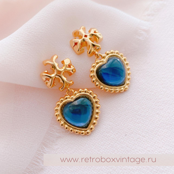 TORY BURCH Серьги «Сердце индиго» TORY BURCH Серьги «Сердце индиго»