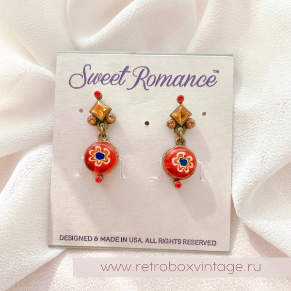 SWEET ROMANCE Серьги "Цветущий луг мини: оранжевый" муранское стекло