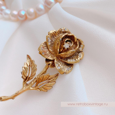 GIOVANNI Брошь «Золотая роза с кристаллами»