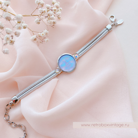 KIRKS FOLLY Браслет «Лунный свет: лавандовая в серебре на кожаном ремешке»