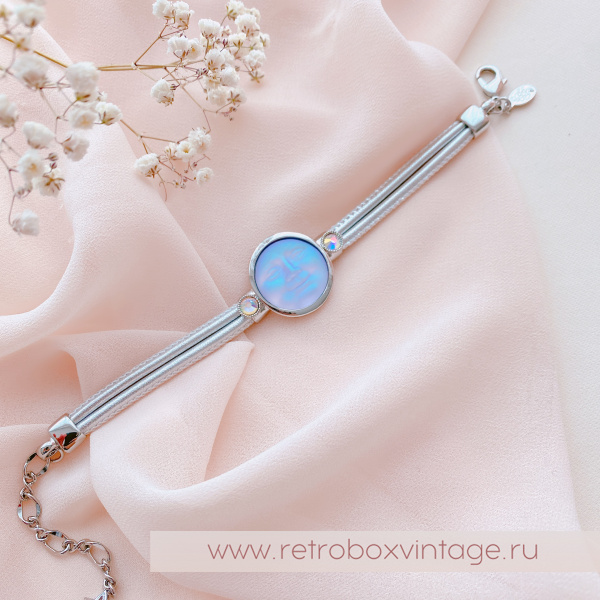 KIRKS FOLLY Браслет «Лунный свет: лавандовая в серебре на кожаном ремешке»