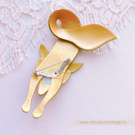 LEA STEIN Брошь «Лиса оливковая с золотой сеточкой»