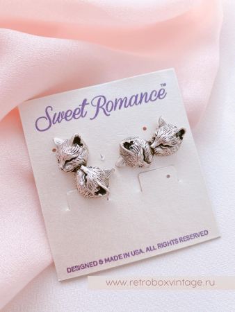 SWEET ROMANCE Серьги «Ласковые котики: серебро»