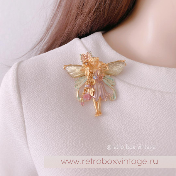 KIRKS FOLLY Брошь-кулон «Фея примулы с золотистыми крылышками»