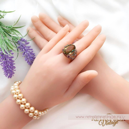 Кольцо «Оливия» (серебро 925, цитрин, рубин, изумруд) 7,5"