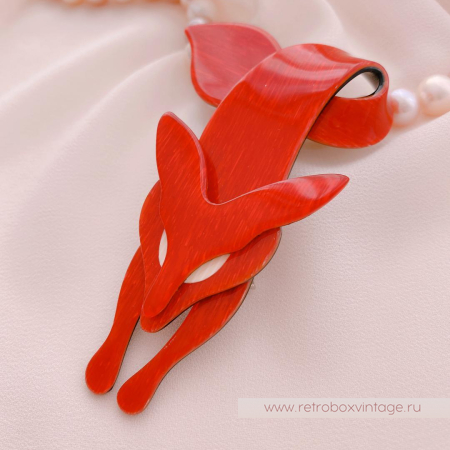 LEA STEIN Брошь «Красная лиса с белыми глазками»