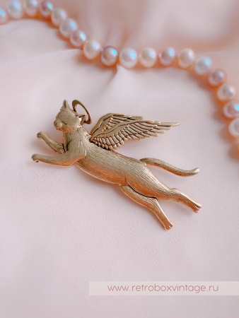 JJ / JONET JEWELRY Брошь «Котик-ангел: золото»