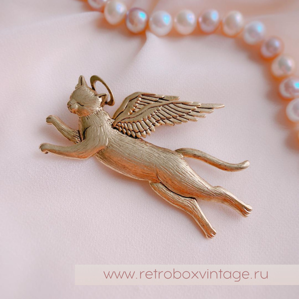 JJ / JONET JEWELRY Брошь «Котик-ангел: золото»