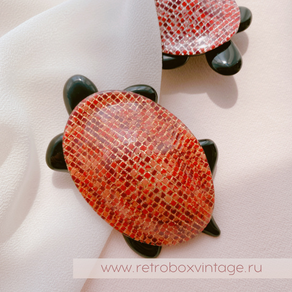 LEA STEIN Брошь «Черепаха: золотисто-коричневая мозаика»