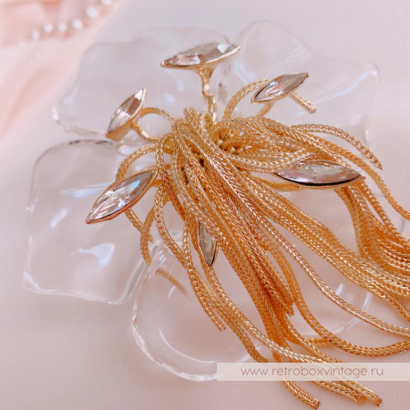 ALEXIS BITTAR Брошь «Орхидея Офелия - цветок воды» с цепочками