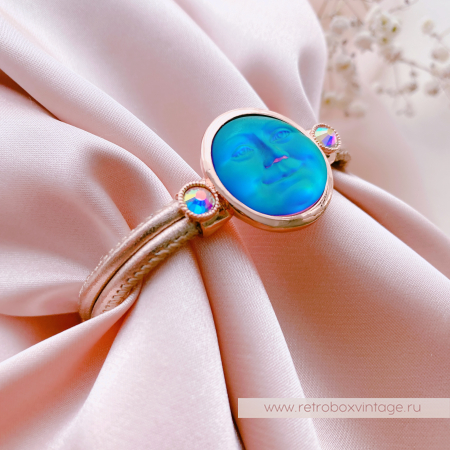 KIRKS FOLLY Браслет «Лунный свет: изумрудный хамелеон в розовом золоте на кожаном ремешке»