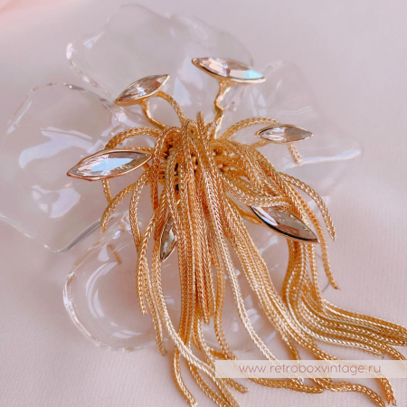 ALEXIS BITTAR Брошь «Орхидея Офелия - цветок воды» с цепочками