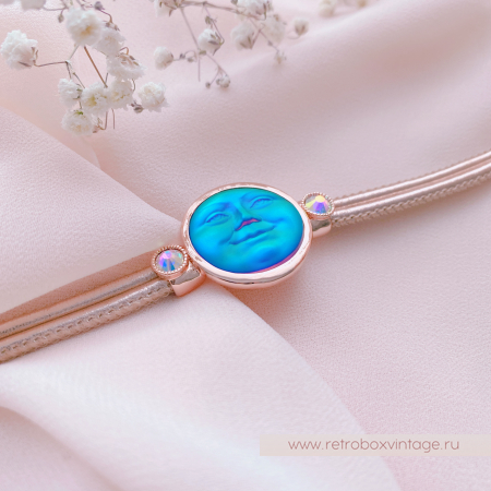 KIRKS FOLLY Браслет «Лунный свет: изумрудный хамелеон в розовом золоте на кожаном ремешке»