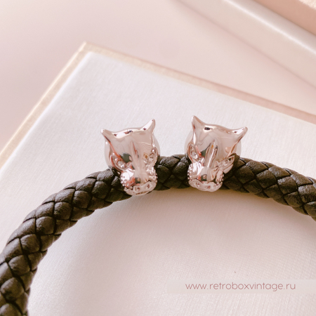 UVELINA Серьги "Серебристые пантеры: прозрачные кристаллы"