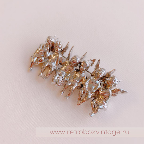 EDGAR BEREBI Брошь-пин «Шесть ангелов в ряд: серебро»