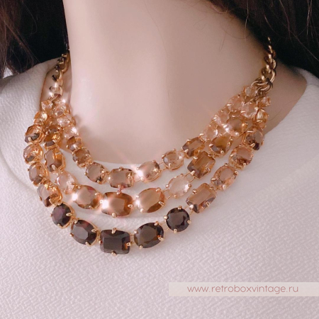 CAROLEE Ожерелье «Кристальная амбра: три ряда»