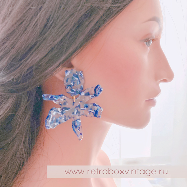 LELE SADOUGHI Серьги «Эффектные орхидеи: голубой и синий на прозрачном»