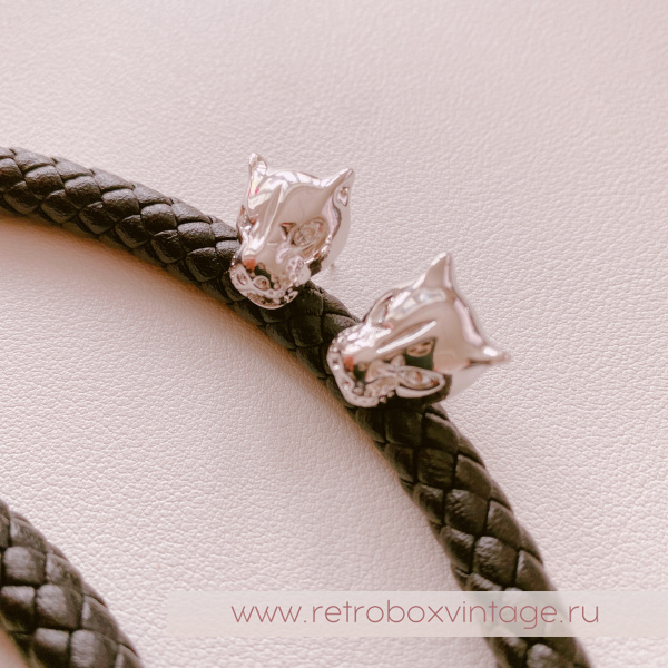 UVELINA Серьги "Серебристые пантеры: прозрачные кристаллы"