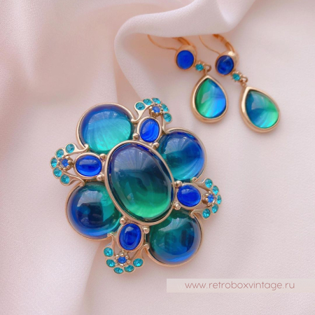 JOAN RIVERS Комплект «Магия цвета: брошь и серьги-капельки»