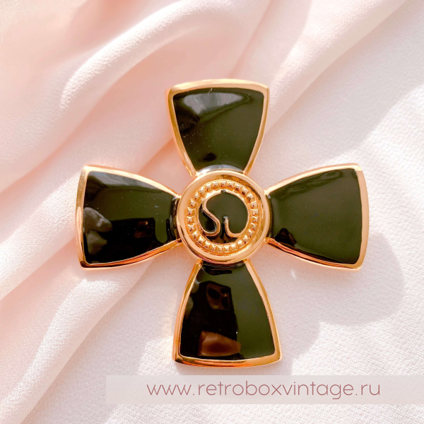 ST. JOHN Брошь-кулон "Мальтийский крест: глянцевый черный"