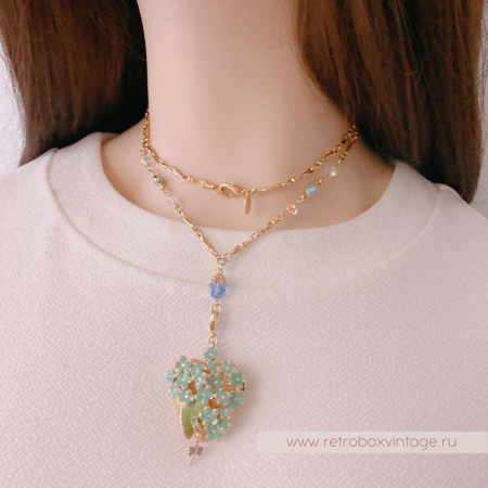 KIRKS FOLLY Кулон-локет на цепочке «Сердце из незабудок со стрекозой»