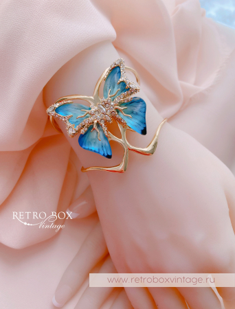 ALEXIS BITTAR Браслет-каф "Голубая бабочка" Коллекция Jardin mysteré azure blue