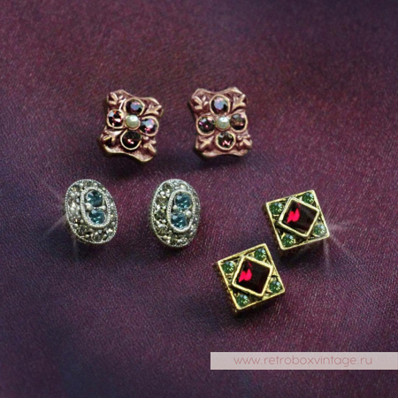 SWEET ROMANCE Серьги-трио «Ренессанс» (3 пары в комплекте)