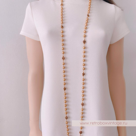 JOAN RIVERS Ожерелье-сотуар "Жемчужные узелки в стиле Шанель: карамельное золото"