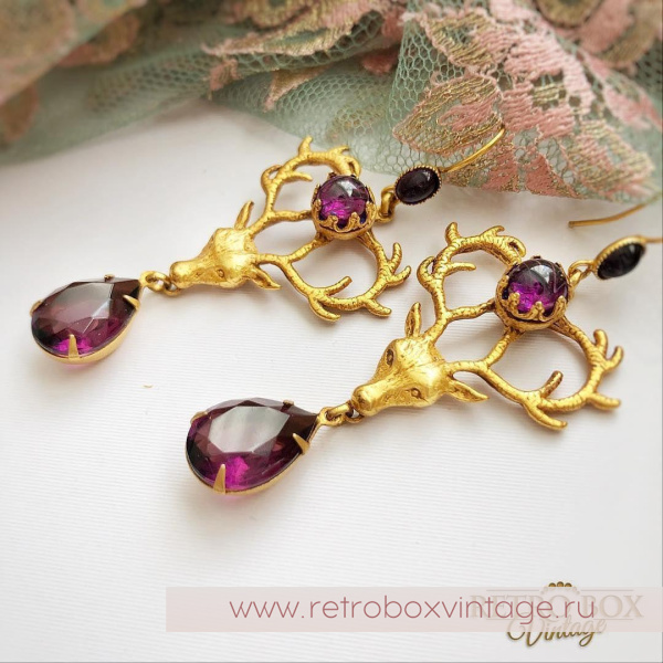 ASKEW LONDON Серьги «Королевский олень: фиолетовый»