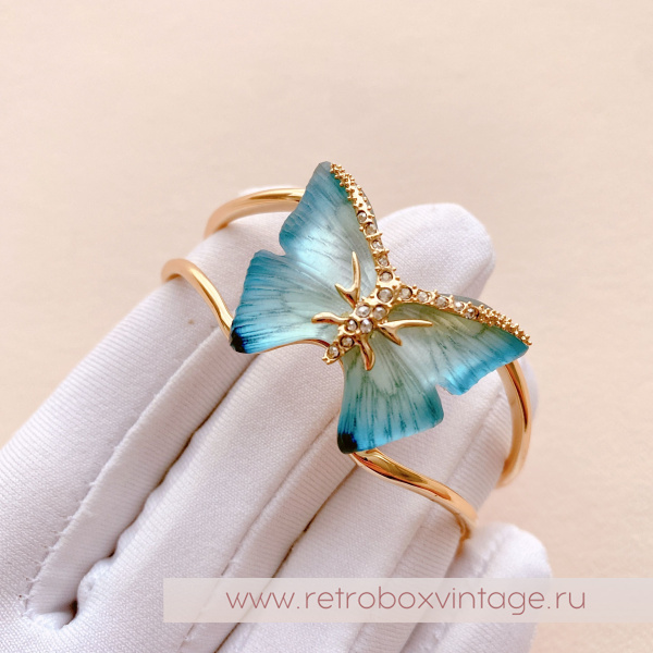 ALEXIS BITTAR Браслет-каф "Маленькая голубая бабочка" Коллекция Jardin mysteré azure blue