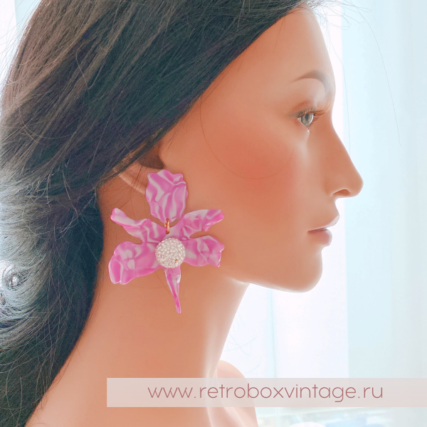 LELE SADOUGHI Серьги «Эффектные орхидеи: фуксия на перламутре» (юбилейный выпуск)