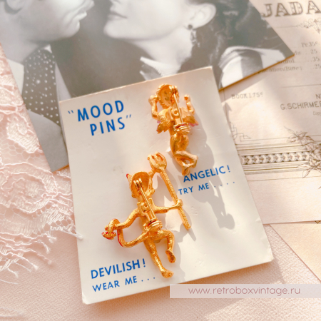 MOOD PINS Броши парные "Ангел и демон"