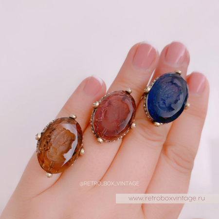 SWEET ROMANCE Кольцо «Богиня с инталией: аметист в бронзе» размер 8