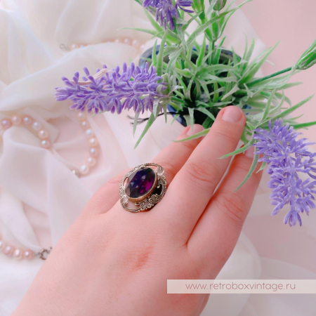 SWEET ROMANCE Кольцо «Одетта: фиолетовый аметист в бронзе» (уценка)