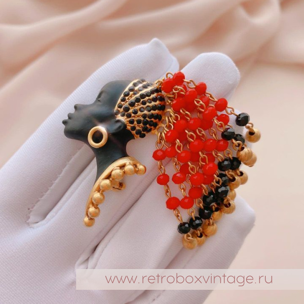 ASKEW LONDON Брошь «Амазонка с косичками» Коллекция Blackamoor / Блэкамуры