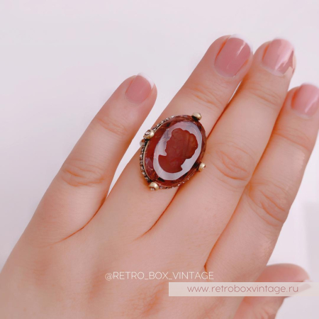 SWEET ROMANCE Кольцо «Богиня с инталией: аметист в бронзе» размер 8