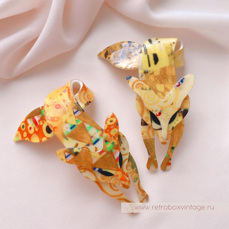 LEA STEIN Брошь «Лиса в стиле Климта: Адель»