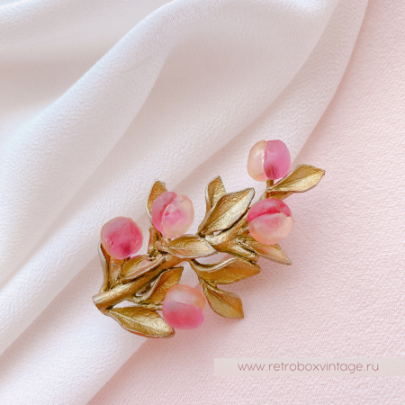 MICHAEL MICHAUD Брошь "Веточка с персиками"