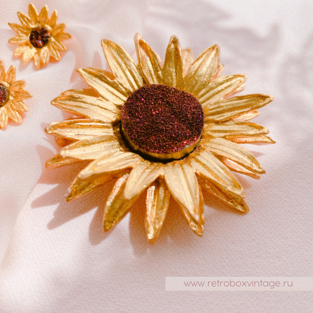 MICHAEL MICHAUD Брошь "Золотой подсолнух" (друза)