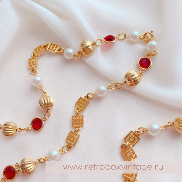 NO NAME Ожерелье «Рубиния: нить безелей с жемчугом»