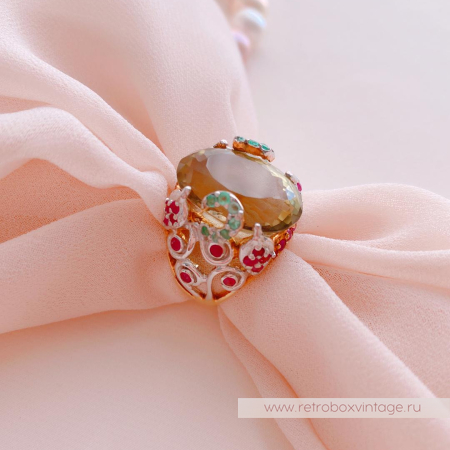 Кольцо «Оливия» (серебро 925, цитрин, рубин, изумруд) 7,5"