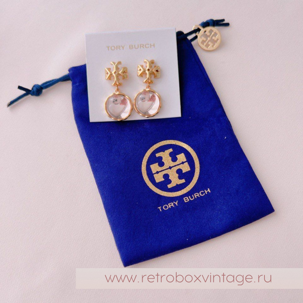 TORY BURCH Серьги-пусеты «Роксана: бежево-нюдовые кабошоны»