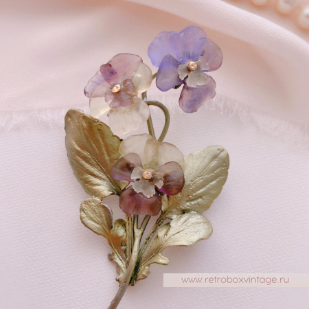 MICHAEL MICHAUD Брошь «Анютины глазки: три цветка» коллекция "Фиалки"
