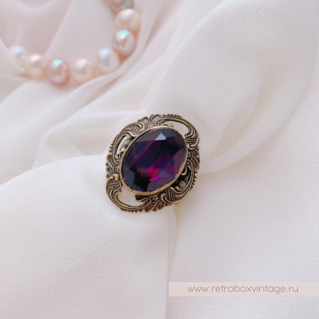 SWEET ROMANCE Кольцо «Одетта: фиолетовый аметист в бронзе» (уценка)