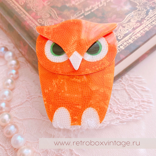 LEA STEIN Брошь «Сова Буба: солнечная мозаика» белый клюв