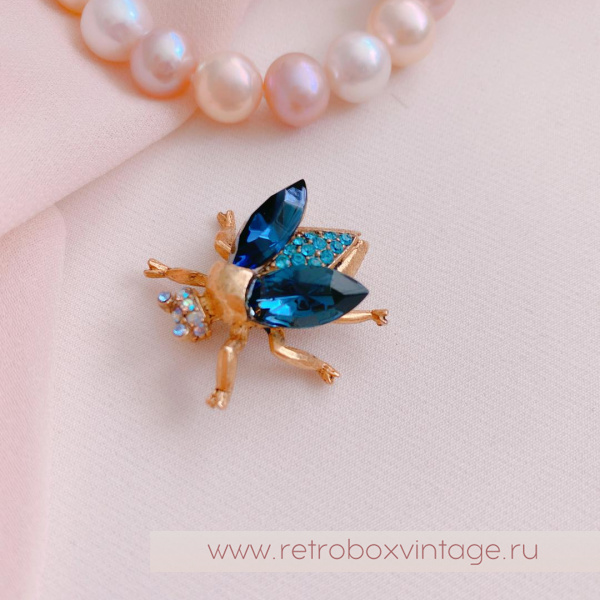 SWEET ROMANCE Трио брошей «Пчелки индиго: сине-фиолетовые в золоте» (3 шт)