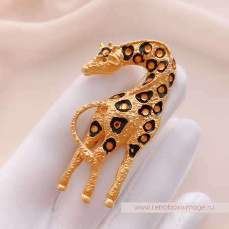 Брошь «Жираф с кристаллами»